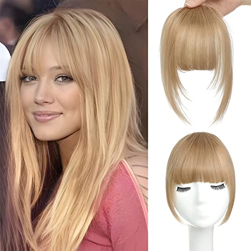 Bangs Hair Clip 100% Human Hair Bangs Hairpiece Bangs Clip In Hair Extensions Clip In Bangs Blonde Clip On Bangs French Bangs Fringe With Temples Hairpieces For Women