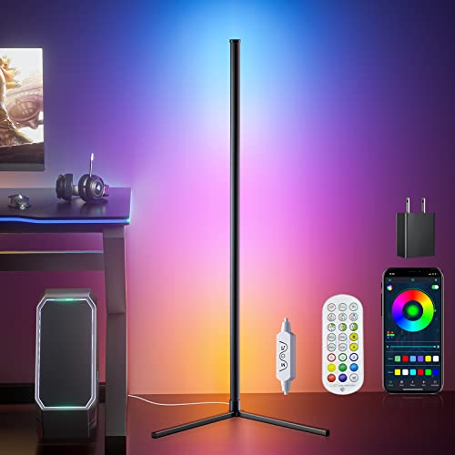 bedee LED Corner Floor Lamp: Smart RGB Floor Lamp with Music Sync, Modern 16 Million Color Changing Standing Mood Light with APP & Remote Control, DIY Modes & Timer for Living Room Gaming Room Decor