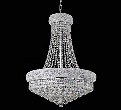 BEIRIO 13-Lights Chrome Finish Classic Empire Style K9 Crystal Chandelier Ceiling Light for Living Room Foyer Dining Room Hallway Bedroom (24×31.5 inch) New Packaging Easy to Install