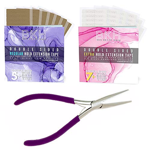 Big Kizzy Hair Extensions Tape Pressing Sealing Tool + 72 Tabs Regular Hold + 72 Tabs Extra Hold 4cm x .8cm Hair Extension Tape. Compatible with Hot Heads, Hairdreams, Babe & Most Other Brands.