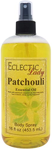 Body Spray for Women, 16 Oz Patchouli Essential Oil Body Mist with Long-Lasting Fragrance, Earthy & Clean Scent Reminiscent of the 1960s & 70s, Light, Subtle Perfume with Wood Notes, 100% Paraben Free