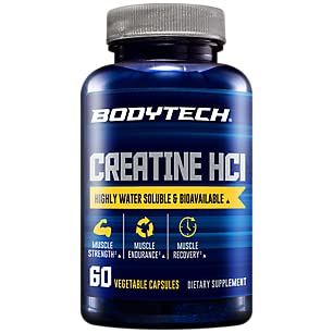 BODYTECH Creatine HCL - Highly Water Soluble & Bioavailable (60 Vegetable Capsules)