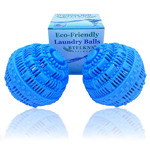 BTFLKNS Laundry Balls Set, Eco-Friendly Washing Ball, Super Washing Machine soap Ball, Large Size Household can be reused 2000 Times,All Natural Non-Chemical Detergent(2Pack, Blue)