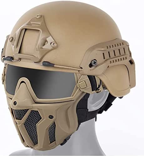 Bvawtrs Tactical Airsoft PJ Helmet a Full Face Protection Airgun Mask,with Detachable Anti-Fog Goggles for BB Gun Paintball CS Game, ‎5.91 x 5.12 x 3.15''