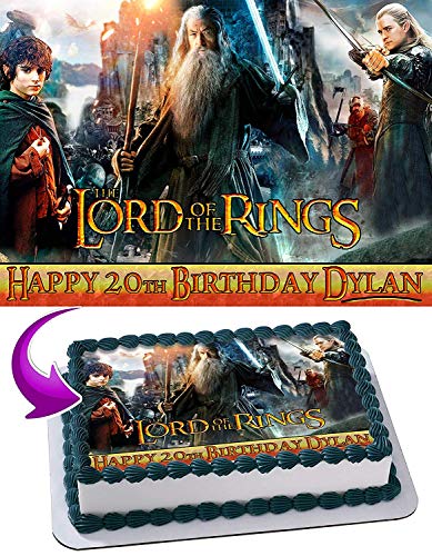 Cakecery Lord of the Rings Edible Cake Image Topper Personalized Birthday Cake Banner 1/4 Sheet