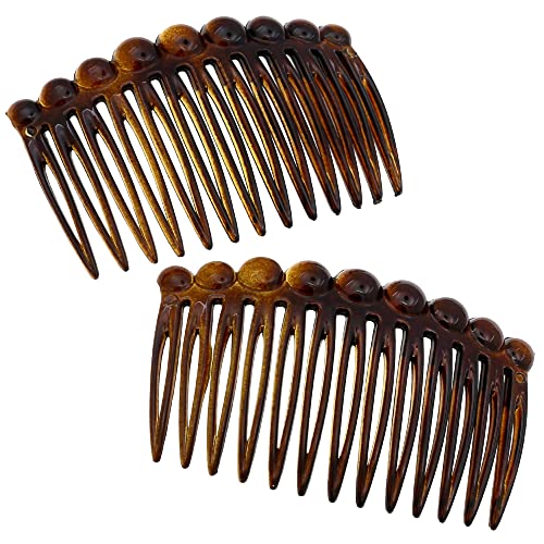 Camila Paris CP33/2 French Hair Side Comb Small Tortoise Shell French Twist Hair Combs Decorative, Strong Hold Hair Clips for Women Bun Chignon Up-Do Styling Girls Hair Accessories, Made in France
