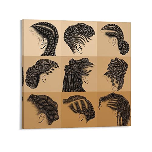 Canvas Paintings Wall Art African Hairstyle Black Girl with Braids Hair Salon Poster (2) Wall Prints Wall Art Paintings Canvas Wall Decor Home Decor Living Room Decor Aesthetic 24x24inch(60x60cm) Fr