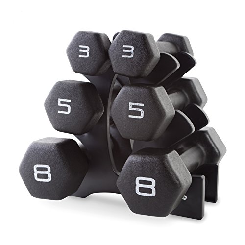 CAP Barbell Neoprene Dumbbell Set with Rack, 20 Pounds, Black