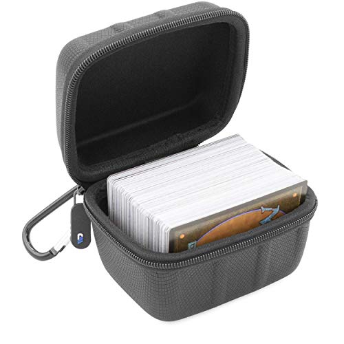 CASEMATIX Card Deck Box for Up To 200 Cards - Hard Shell Playing Card Case with Non-Scratch Fabrics and Metal Carabiner Compatible with Magic The Gathering and Other TCGs, Case Only