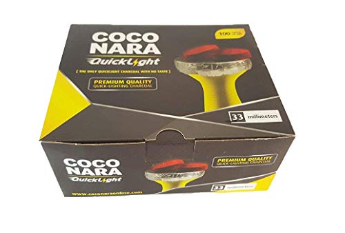 Coco Nara Quick Light Fast Hookah Charcoal 33mm Medium Coals Box 100 Pcs