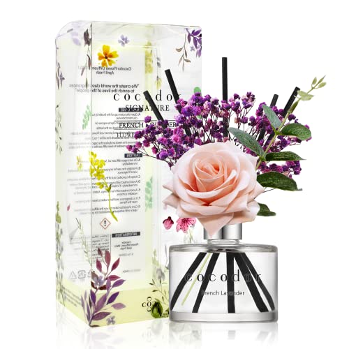 COCODOR Rose Reed Diffuser/French Lavender/6.7oz(200ml)/1 Pack/Reed Diffuser, Reed Diffuser Set, Oil Diffuser & Reed Diffuser Sticks, Home Decor & Office Decor, Fragrance and Gifts