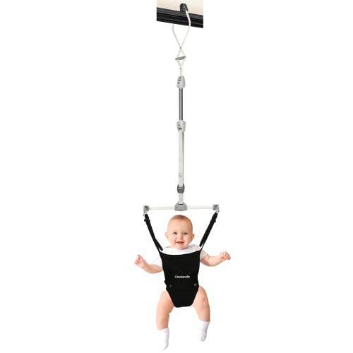 Cowiewie 2 in 1 Baby Door Jumper w/Baby Walking Harness Function, Baby Jumper with Door Clamp Adjustable Strap and Seat, Fits 80" - 87" high Door Frame