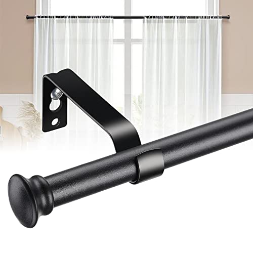 Curtain Rods for Windows 48 to 93” - 5/8 Inch Heavy Duty Metal Curtain Rods Set - Rustic Decorative Drapery Rods with Brackets for Farmhouse,Bedroom,Sliding Glass Door - Matte Black