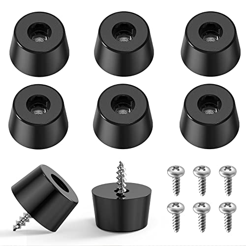 Cutting Board Feet, 8-Pack Non-Slip Soft Rubber Feet Bumpers Kit with Screws and Built-in Stainless Steel Washers for Furniture and Appliances, 0.83" W x 0.39" H Black Ancable