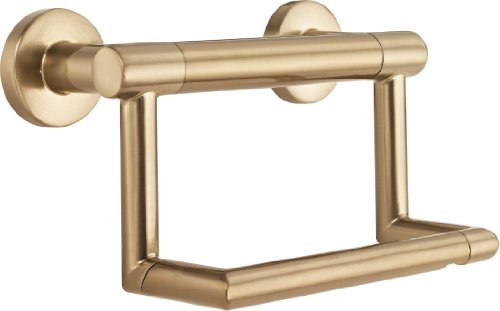 Delta Faucet 41550-CZ Contemporary Wall Mounted Pivot Arm Toilet Paper Holder with Assist Bar in Champagne Bronze