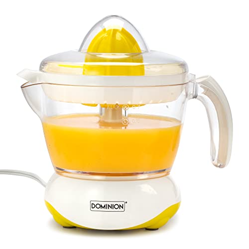 Dominion BPA-Free Electric Citrus Juicer Extractor, Compact Volume Pulp Control, Oranges, Lemons, Limes, Grapefruits with Easy Pour Spout, 24oz, White