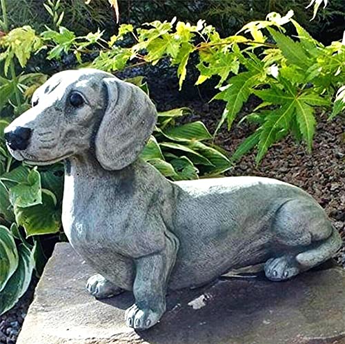 EatingBiting 6.7"x4.7" Resin Dog Dachshund Sculpture Garden Ornament Patio Figurine Outdoor Animal Garden Dog Statue,French Bulldog Statue Garden Decor Yard Lawn Resin Dog Sculpture