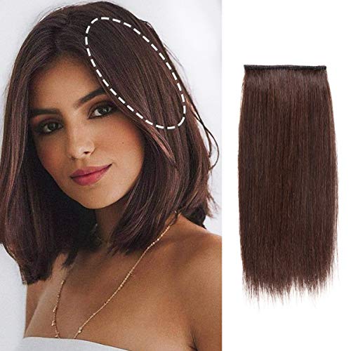 FEIPRO Real Remy Human Hair Clip in Hair Extensions Short Straight Thick Double Weft One Piece Hair Pieces for Thinning Hair Invisible Hairpin Increase Women Men Hair Volume 8 inch#2 Brown