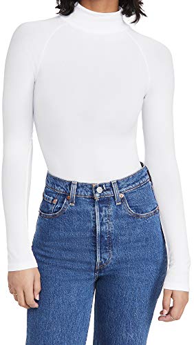 Free People Women's Seamless Turtleneck Bodysuit, White, M-L