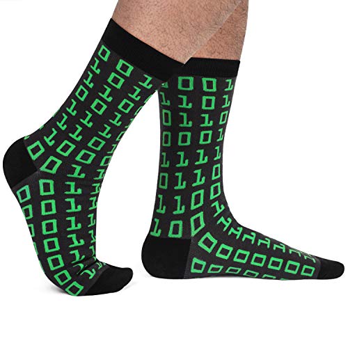 Funny Nerd Socks - Gift For Teachers, Students, Book Lovers, Math, Science Geeks (Binary Code) One Size