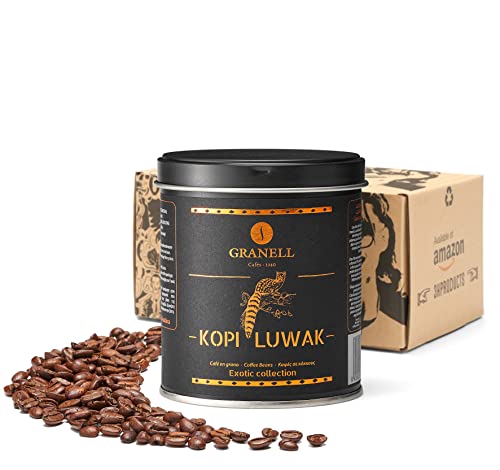 Granell Kopi Luwak Coffee Beans – Ethically Sourced Wild Civet Coffee, Gourmet Coffee Beans, Indonesian Luwak Arabica Whole Bean Coffee, Popular Coffee Gifts for Coffee Lovers, Men & Women 100g/3.5oz