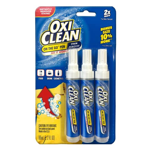 GuruNanda OxiClean Stain Remover Pen for Clothes - Instant Spot Cleaning for All Laundry Stains: Blood, Food, Drinks, Dirt, Ink, Makeup - Bleach-FREE & Travel-Friendly (2x More Quantity) – 3 Pack