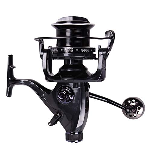 HiUmi Carp Fishing Reels 8000 9000 10000 Bait Runner Big Free Runner Double Brake Feeder 12+1 Ball Bearing Spinning Fishing Reel (THOR10000)