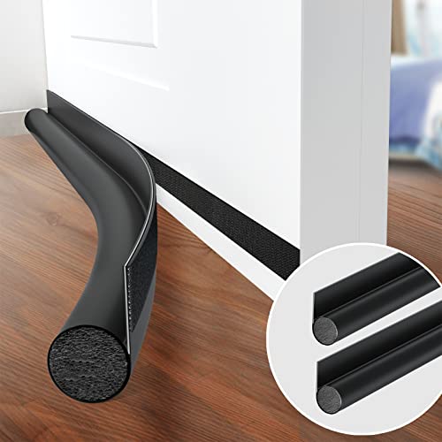 Holikme 2 Pack Door Draft Stopper Weather Stripping,Door Sweep,Adjustable Under Door Draft Blocker,Insulator, Suitable for Interior／Exterior Doors, 36” Length (Black)