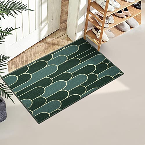 KIMODE Indoor Door Mat, Non-Slip Machine Washable Entryway Rug, Low-Profile Doormat for Front Back Door Porch Entrance, Absorbent Resist Dirt Floor Mats - 24"x36", Peacock Blue