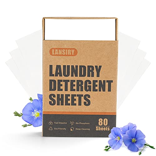 LANSIRY Laundry Detergent Sheets - 80 Loads Fresh Scent Washing Detergent Strips, Compact Lightweight Liquidless Laundry Supplies Eco-Friendly No Waste Portable Soap Sheets for Save Space Travel