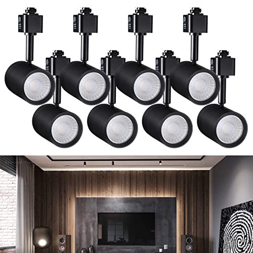 LEONLITE 8-Pack 8.5W Home Series LED Track Lighting Heads, CRI90 H Track Lighting, Dimmable Track Light Head, Adjustable LED Track Lighting Fixture for Kitchen Bedroom, ETL, Black, 4000K Cool White