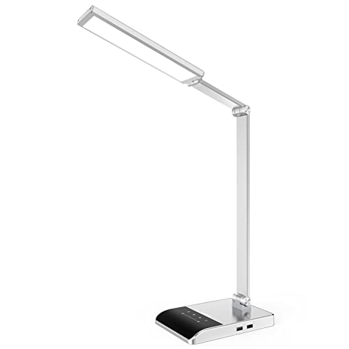 LEPOWER Desk Lamp, 18W LED Desk Lamps for Home Office, Reading Desk Lamp with USB Charging Ports, Eye-Caring, Touch Study Lamp with 3 Timing Modes, 35 Lighting Modes, Desk Lamp for Office, Study, Dorm