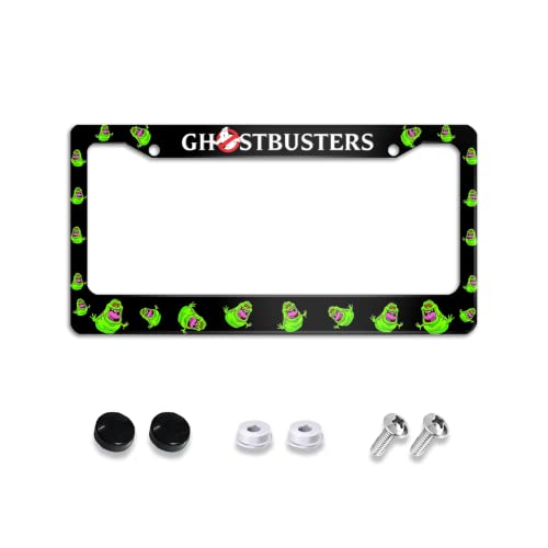 LOHIGHH Ghostbusters Slimer Full Decal Wrap Custom Black Metal License Plate Frame 12" X 6"