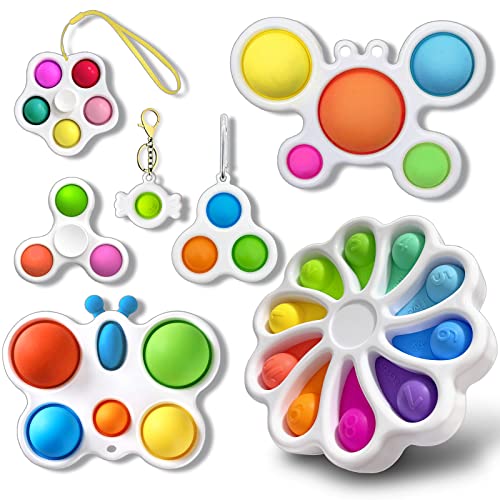 LooTeeay Fidget Toy Pack, 7 Pack Simple Bubble Fidget Sensory Toys for Toddlers 1-3, Educational Toys Fidget Spinners for Stress Relief Toys Sets for Kids and Adults