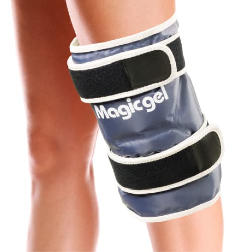 Magic Gel Ice Pack for Knee - Reusable Cold Wrap for Injuries - Soft Flexible Cooling for Icing Knees, Elbow, Calf, Wrist - Adjustable Wraparound Straps - Medcosa Blue