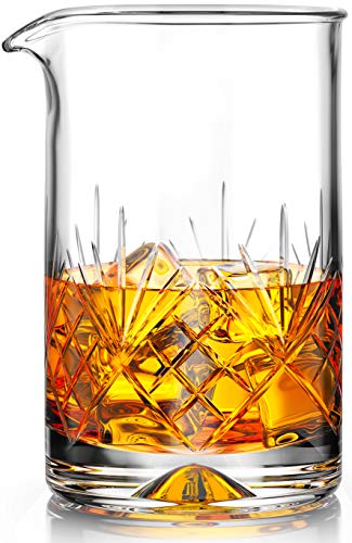 Mofado Weighted Crystal Cocktail Mixing Glass - 24oz 710ml - Thick, Stable, Heavy Hand Blown Crystal - Premium Seamless Design - Professional Quality