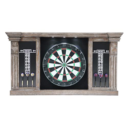 NECONCET Dartboard and Cabinet Set: Sisal Dartboard with Self Healing Bristles and Accessories- Multiple Styles Available (Venus)