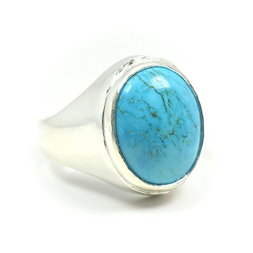 new year jewelry rings hand made male rings cool gifts 4.5 Carat Natural Turquoise Gemstone 925 Sterling Silver Genuine Bold Rings for Men Decemebr Birthstone In Size 11