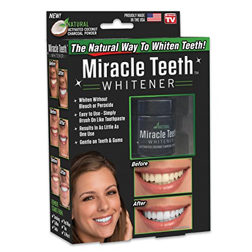 ONTEL Miracle Teeth Whitener | Natural Whitening Coconut Charcoal Powder | Gentle on Teeth and Gums and Removes Stains Caused by Smoking, Coffee, Soda, Red Wine and More! – As Seen on TV