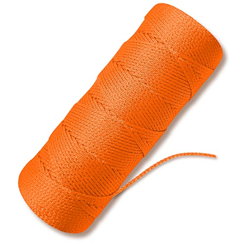 Orange Mason Line String Line - #18 Braided Nylon String - 500 Ft Length - Nylon Twine for Gardening Or Masonry Tools - Perfect Construction String for A String Level, Twine String for Gardening