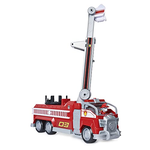 Paw Patrol, Marshall’s Transforming Movie City Fire Truck with Extending Ladder, Lights, Sounds and Action Figure, Kids Toys for Ages 3 and up