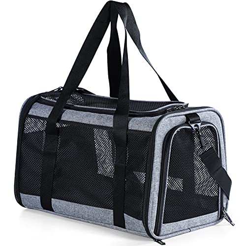 Petsfit Most Airline Approved Cat Carrier Dog Carriers Soft-Sided Pet Washable Travel Carrier for Puppies/Kittens/Rabbit,5-Sided Breathable mesh/Self-Lock Zippers