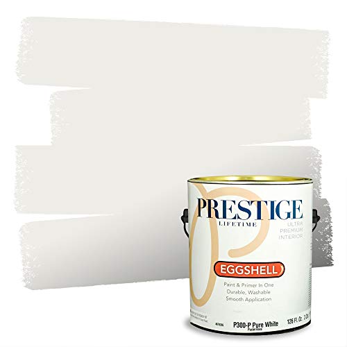 PRESTIGE Paints Interior Paint and Primer In One, 1-Gallon, Eggshell, Comparable Match of Sherwin Williams* Pure White*