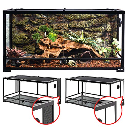 REPTI ZOO 50 Gallon Reptile Glass Tank Terrarium 2 in 1 Side Meshes and Side Glasses Double Hinge Door with Screen Ventilation Tempered Glass Reptile Terrarium 36" x 18" x 17.75"