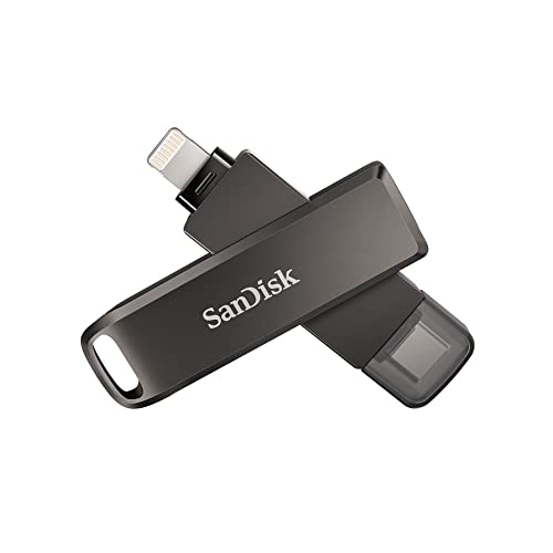 SanDisk 256GB iXpand Flash Drive Luxe for iPhone and USB Type-C Devices - SDIX70N-256G-GN6NE, Black