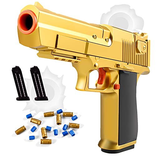 Shell ejecting Foam Dart Pellet Blasters Guns Soft Bullet for Toy Gun Shell Ejection Pistol Cool Stuff Birthday for boy Age 5+ 6 7 8 9 10 11 12 Year Old Kid(Golden)