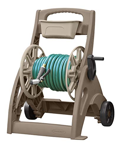 Suncast Hosemobile Garden Hose Reel Cart - Lightweight Portable Garden Cart with Wheels, Crank Handle, and Storage Tray for Gardening Accessories - 225' Hose Capacity - Mocha