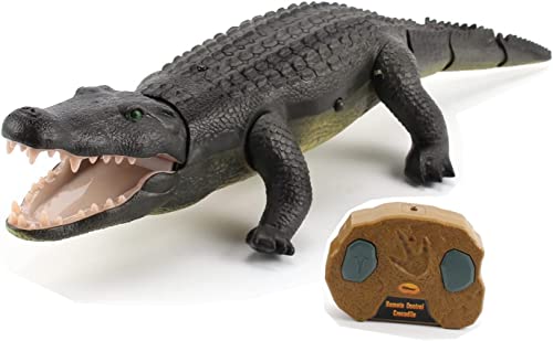 Top Race Remote Control Crocodile, Prank Remote Snake RC Animal Toy, Looks Real Feels Real Roars and Moves Like a Realistic Snake (TR-Croc)
