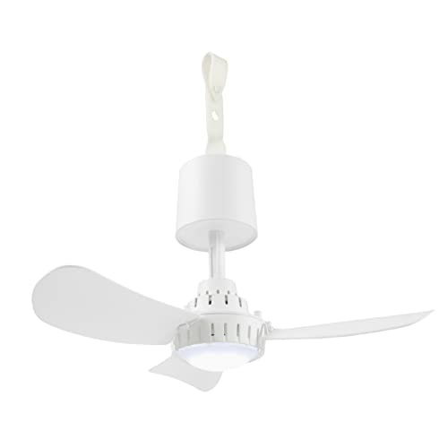 Treva Rechargeable Canopy Fan Easy to Assemble Portable Ceiling Fan For Your Outdoor Canopy Tent and Gazebo, Remote Control, 2 Speed Setting with LED Lighting No Tools Required.