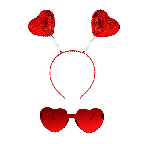 Valentines Heart Headband and Heart Sunglasses Cupid Headband Bopper Party Accessoires for Valentine's Day Halloween